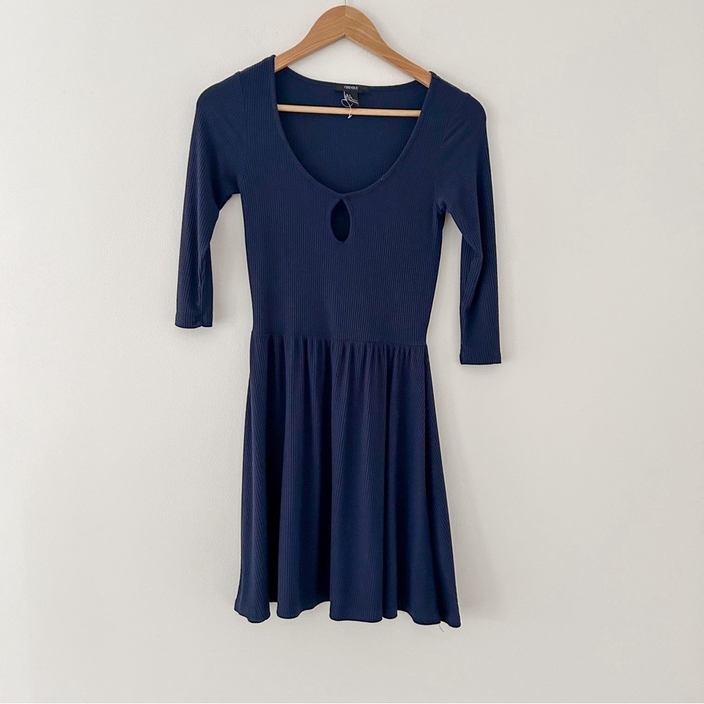 Forever 21 Size Small Navy Blue Dress Stretch Spring 3/4 Sleeve